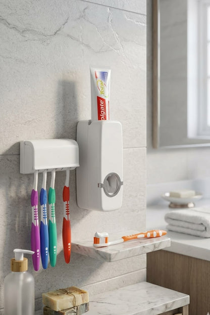 2 in 1 Toothpaste Dispenser & Toothbrush Holder