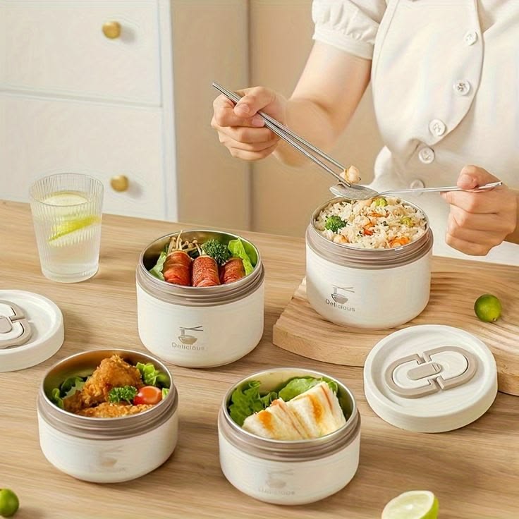 4 in 1 Insulated Bento Lunch Box – Keep Meals Fresh, Warm & Organized