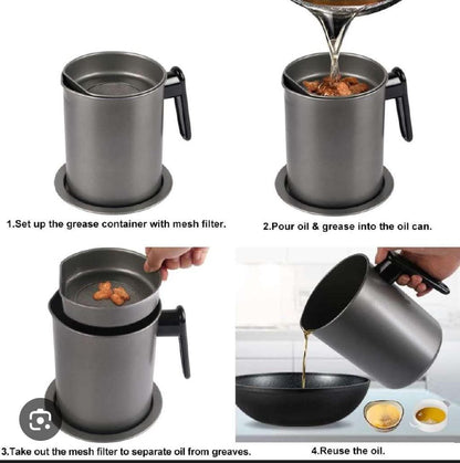 1.5L Oil Sieve Container – Convenient Oil Storage &amp; Filtering Solution