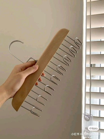 Wooden 8-Hook Hangers (Pair) – Smart Space-Saving Wardrobe Organizer