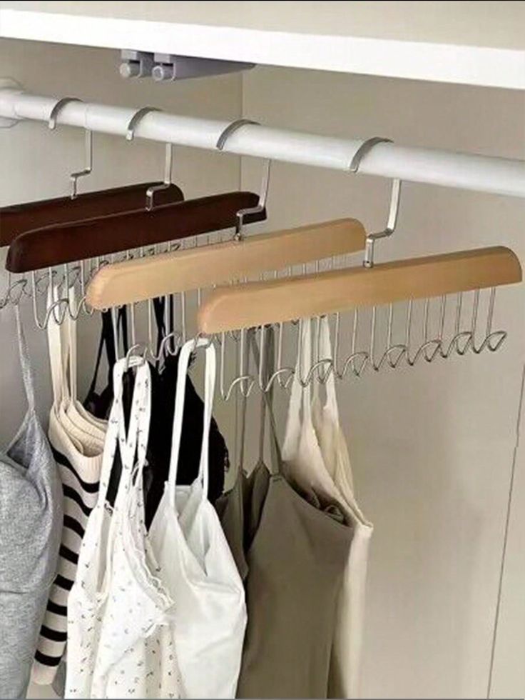 Wooden 8-Hook Hangers (Pair) – Smart Space-Saving Wardrobe Organizer
