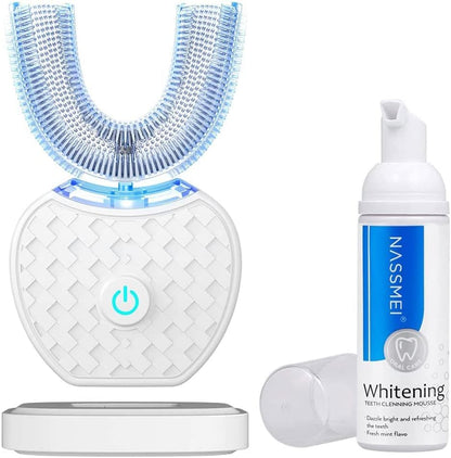 Automatic U Shaped Toothbrush For Adults - 30 Timer, Wireless Charging, Washable, For Travel And Home