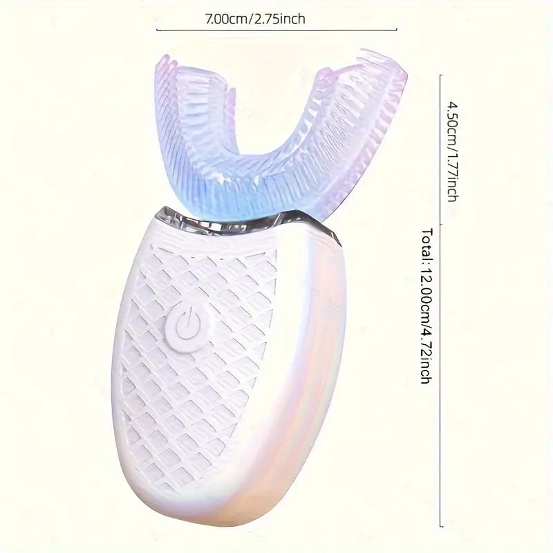 Automatic U Shaped Toothbrush For Adults - 30 Timer, Wireless Charging, Washable, For Travel And Home