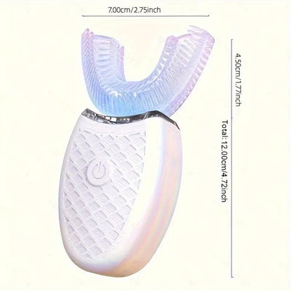 Automatic U Shaped Toothbrush For Adults - 30 Timer, Wireless Charging, Washable, For Travel And Home
