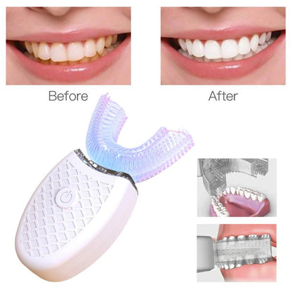Automatic U Shaped Toothbrush For Adults - 30 Timer, Wireless Charging, Washable, For Travel And Home