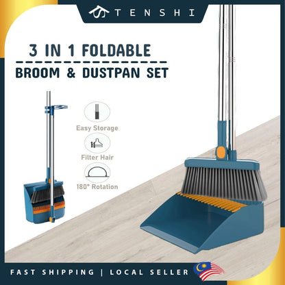 2-in-1 Dustpan and Broom Set – Quick, Easy &amp; Efficient Cleaning