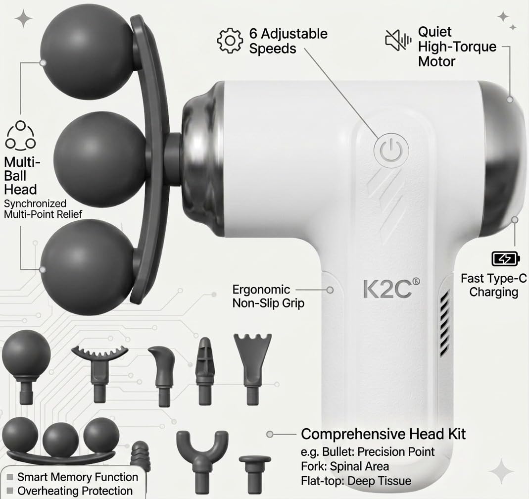 9-Head Fascia Massage Gun – Relax, Massage & Unwind