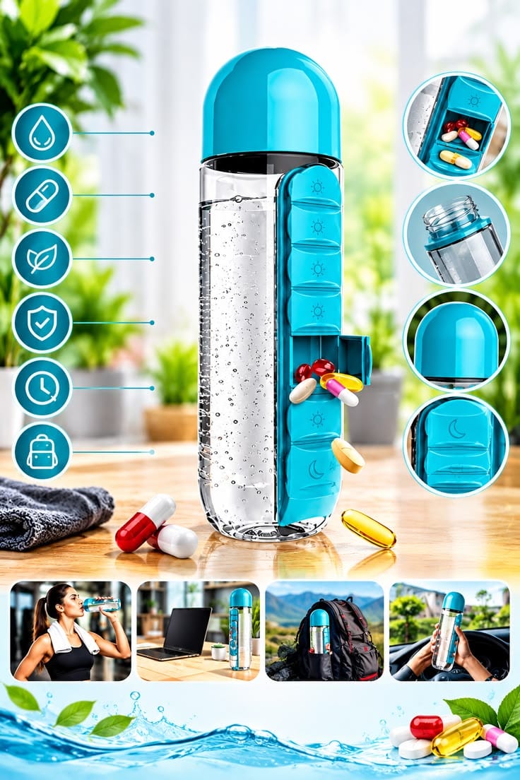 7-Day Water Bottle Pill Organizer