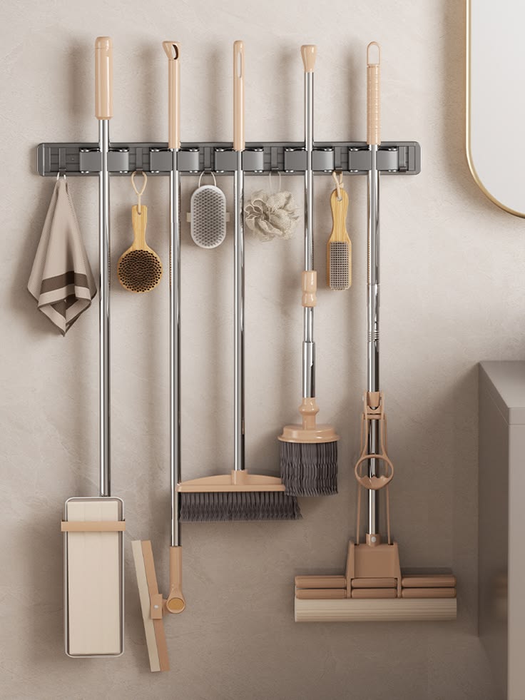 Non-Slip Wall-Mounted Mop Holder
