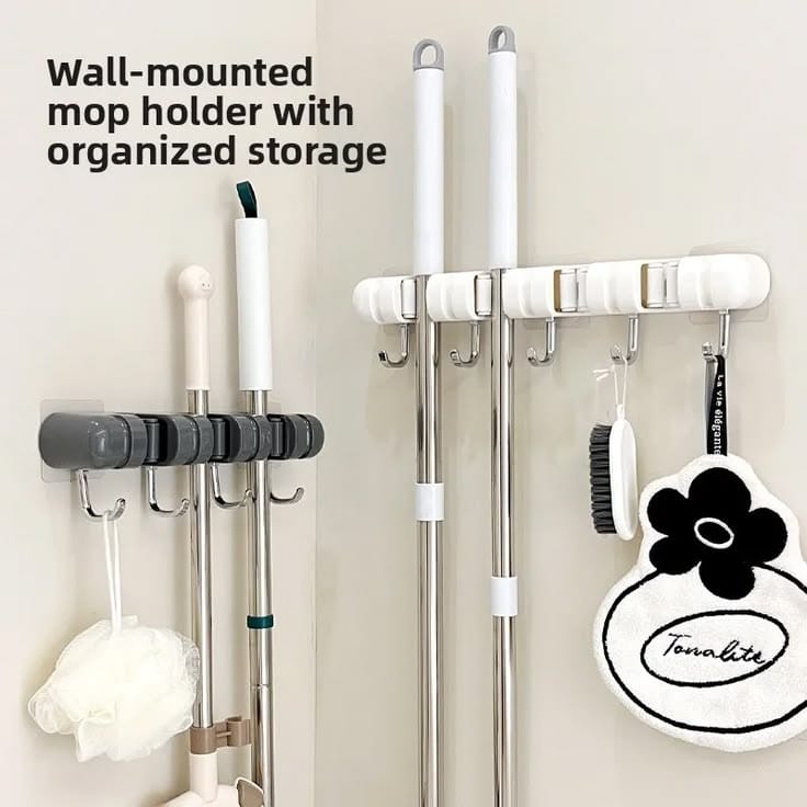 Non-Slip Wall-Mounted Mop Holder