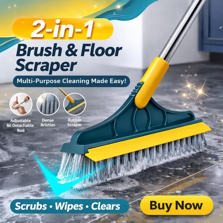 2-in-1 360° Scrubbing Brush with Long Handle – Effortless Deep Cleaning