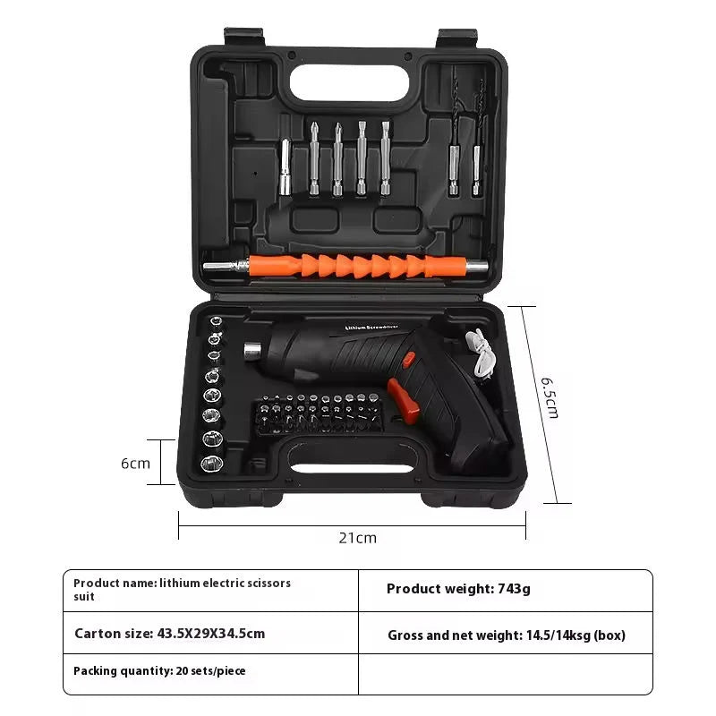 47 PCS 3.6V Electric Screw Driver Rechargeable Household Lithium Electric Drill